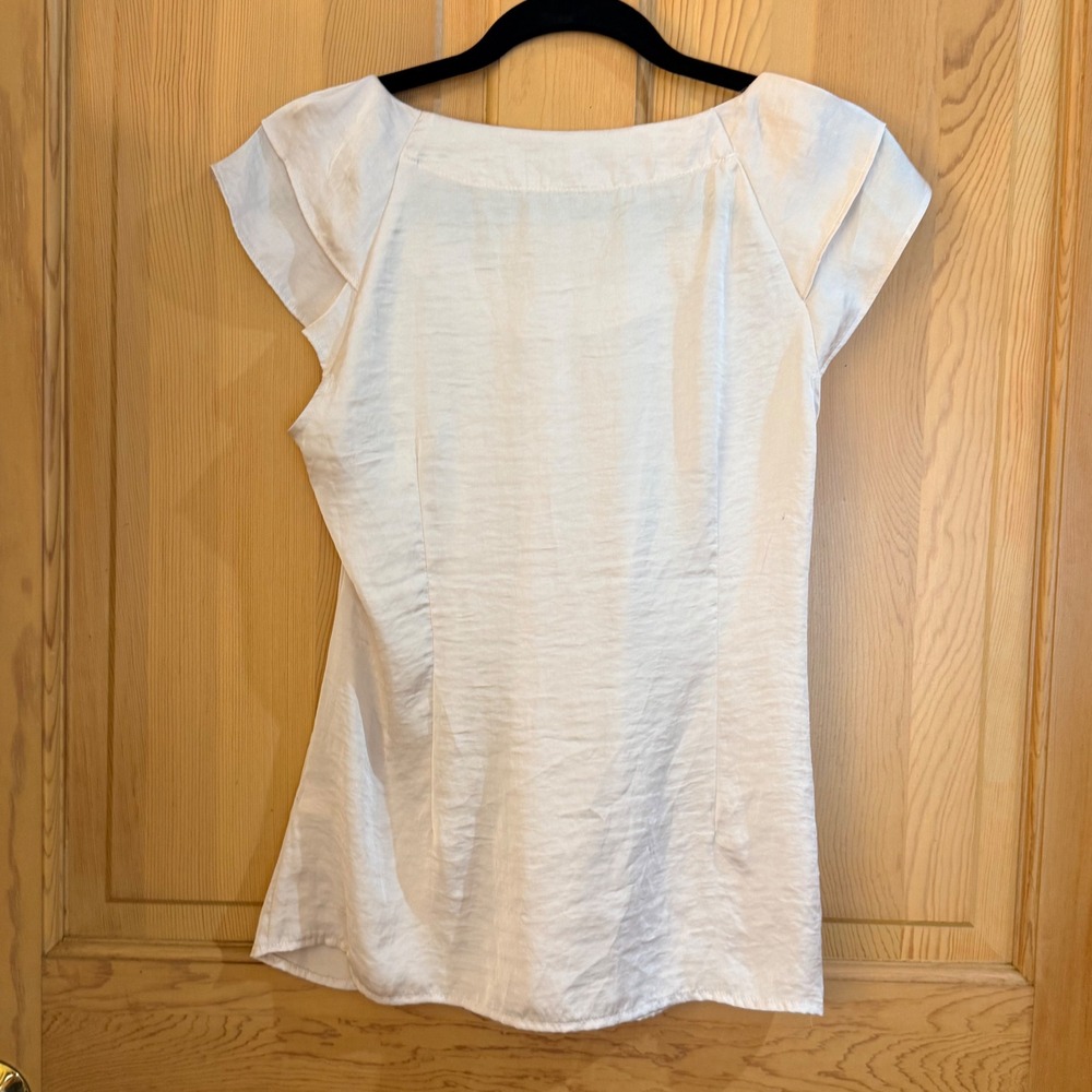 Spense Flutter Sleeve Blouse M Cream/Rose Satin Top Office Date night silky - Picture 10 of 15